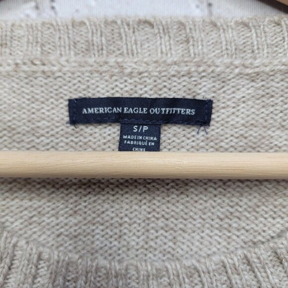 AEO American Eagle Outfitters Wool Blend Brown Tribal Pattern Knit Sweater Sz S - Picture 8 of 12